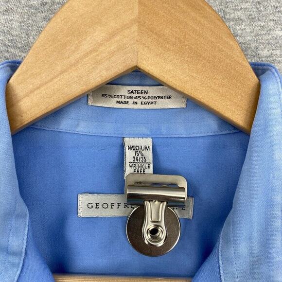 Geoffrey Beene Shirt Mens Medium 15.5 Blue Button Up Long Sleeve Wrinkle Free - Picture 2 of 12